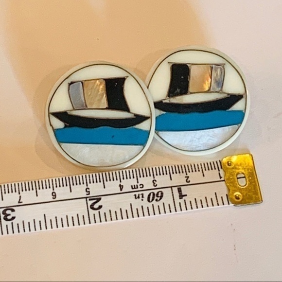 Shell Inlaid boat nautical large round 80s - Picture 7 of 8